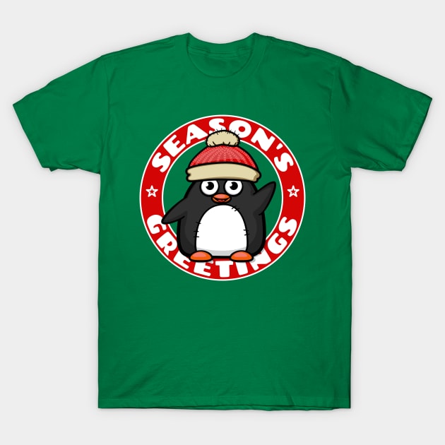 Seasons Greetings Penguin T-Shirt by Ferrous Frog